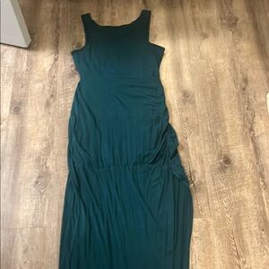 Akiko Maxi Elegant Turqoise Sleeveless Knit Dress, fully lined